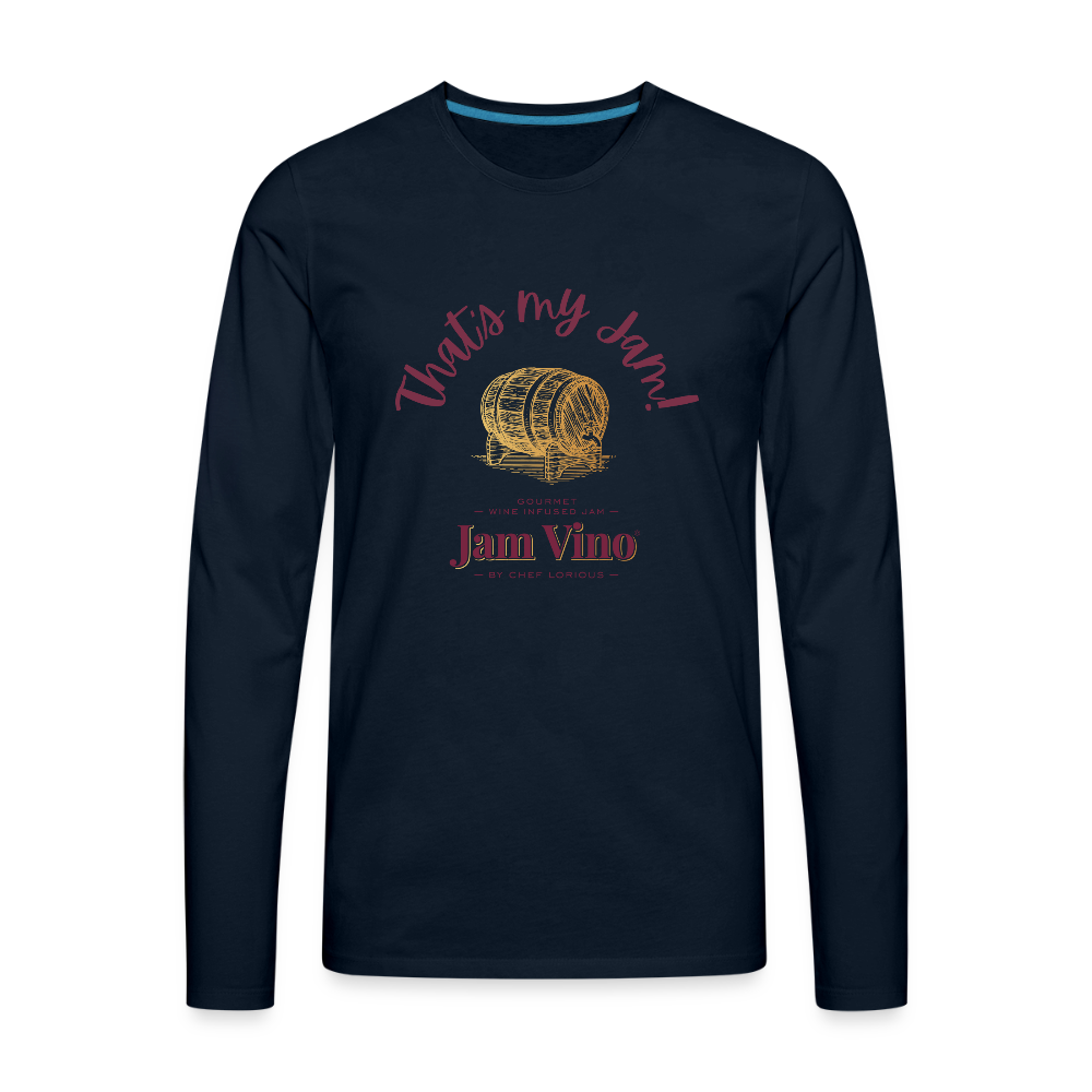 Jam Vino Premium Long Sleeve T-Shirt – Soft 100% Cotton Unisex Tee - deep navy