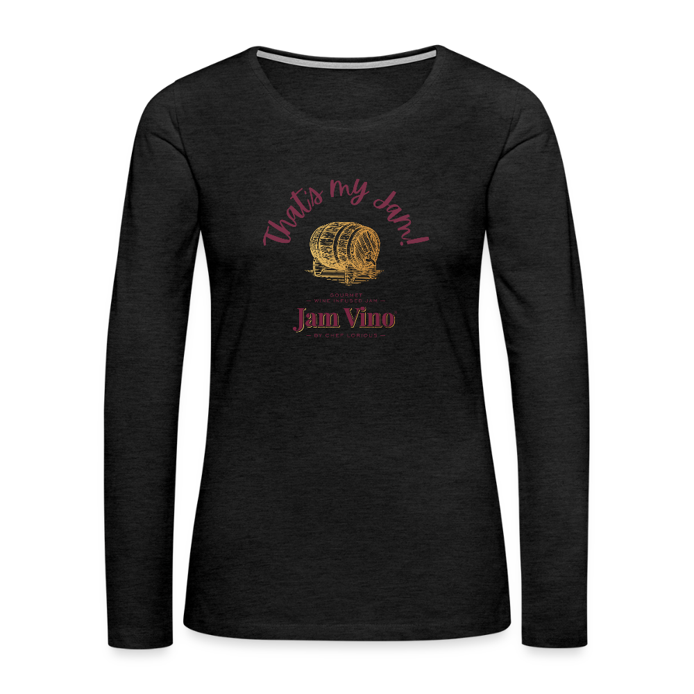Jam Vino Women’s Premium Long Sleeve T-Shirt – Soft Cotton Classic Fit - charcoal grey