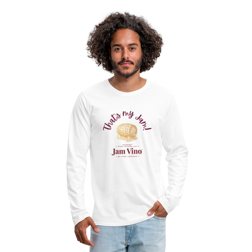 Jam Vino Premium Long Sleeve T-Shirt – Soft 100% Cotton Unisex Tee - white