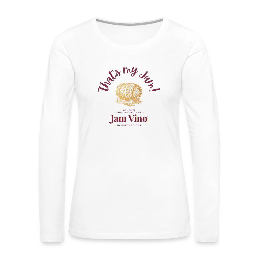 Jam Vino Women’s Premium Long Sleeve T-Shirt – Soft Cotton Classic Fit - white