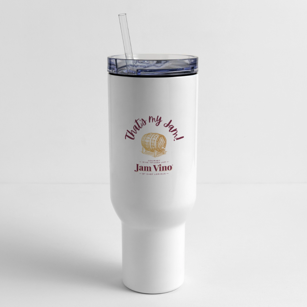 Jam Vino 40 oz Stainless Steel Travel Tumbler – Insulated With Handle & Straw - white