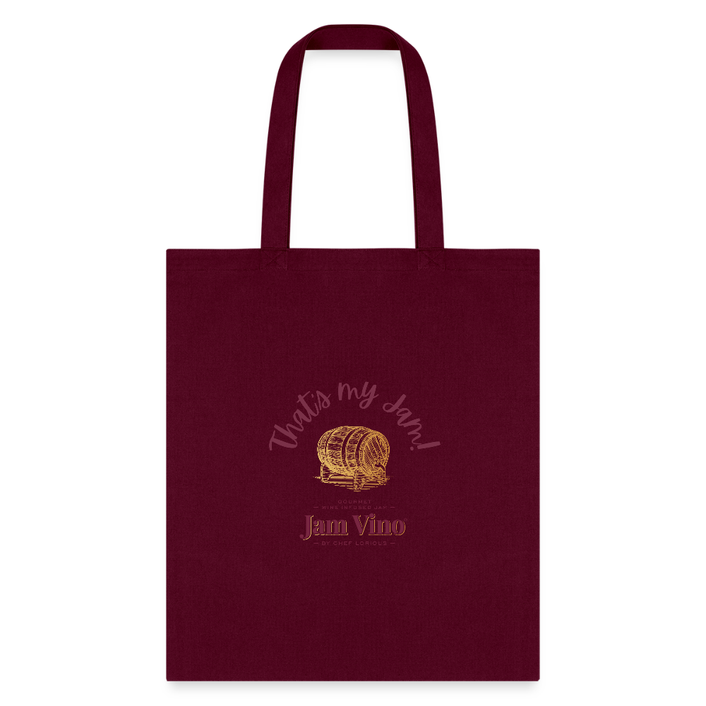 Jam Vino “That’s My Jam” Canvas Tote Bag – Reusable Grocery & Everyday Carry - burgundy