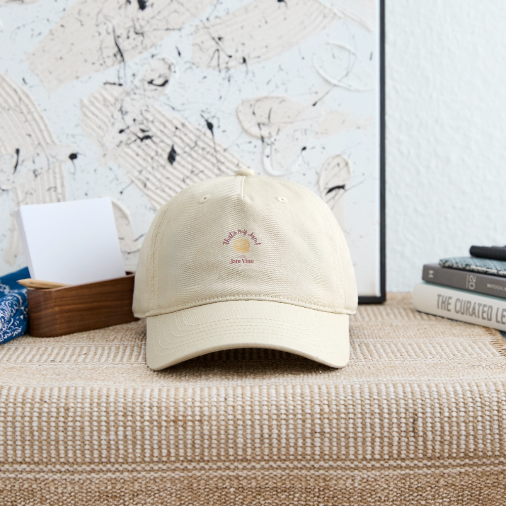 Jam Vino Organic Cotton Baseball Cap – Sustainable Adjustable Hat - khaki