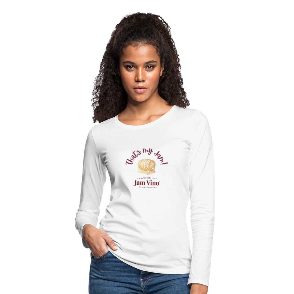 Jam Vino Women’s Premium Long Sleeve T-Shirt – Soft Cotton Classic Fit - white