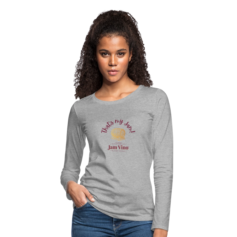 Jam Vino Women’s Premium Long Sleeve T-Shirt – Soft Cotton Classic Fit - heather gray