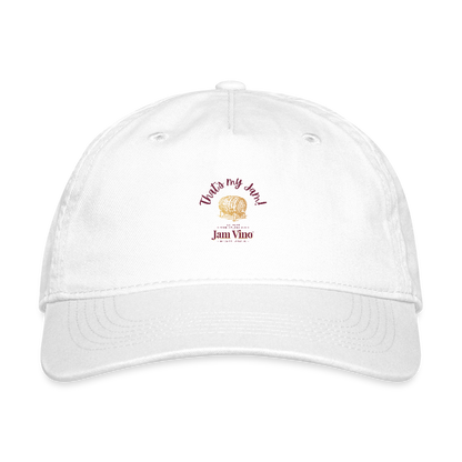 Jam Vino Organic Cotton Baseball Cap – Sustainable Adjustable Hat - white