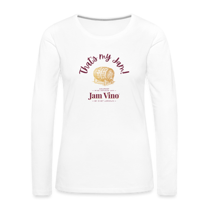Jam Vino Women’s Premium Long Sleeve T-Shirt – Soft Cotton Classic Fit - white