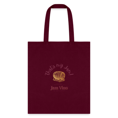 Jam Vino “That’s My Jam” Canvas Tote Bag – Reusable Grocery & Everyday Carry - burgundy