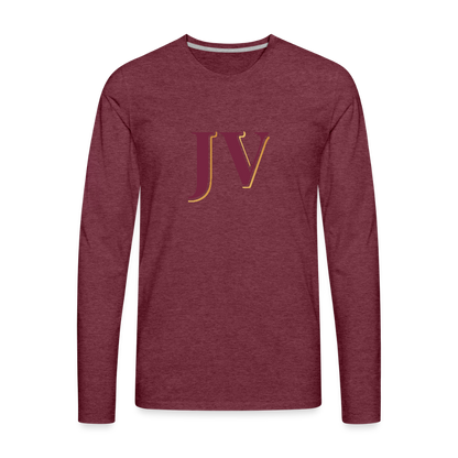 JV Premium Long Sleeve T-Shirt – Soft 100% Cotton Unisex Tee - heather burgundy
