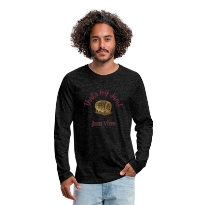 Jam Vino Premium Long Sleeve T-Shirt – Soft 100% Cotton Unisex Tee - charcoal grey