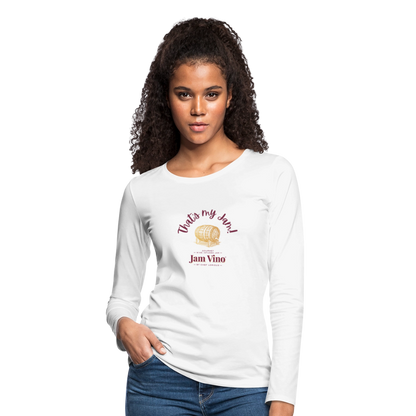 Jam Vino Women’s Premium Long Sleeve T-Shirt – Soft Cotton Classic Fit - white