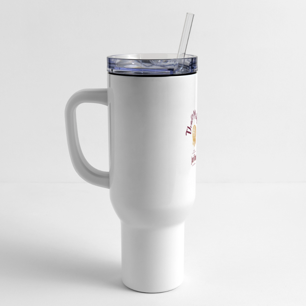 Jam Vino 40 oz Stainless Steel Travel Tumbler – Insulated With Handle & Straw - white