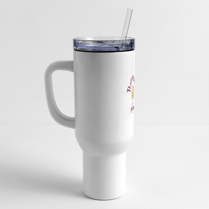 Jam Vino 40 oz Stainless Steel Travel Tumbler – Insulated With Handle & Straw - white