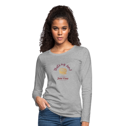 Jam Vino Women’s Premium Long Sleeve T-Shirt – Soft Cotton Classic Fit - heather gray
