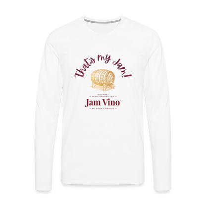 Jam Vino Premium Long Sleeve T-Shirt – Soft 100% Cotton Unisex Tee - white