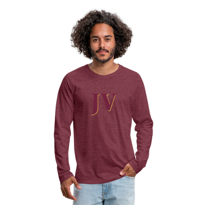 JV Premium Long Sleeve T-Shirt – Soft 100% Cotton Unisex Tee - heather burgundy