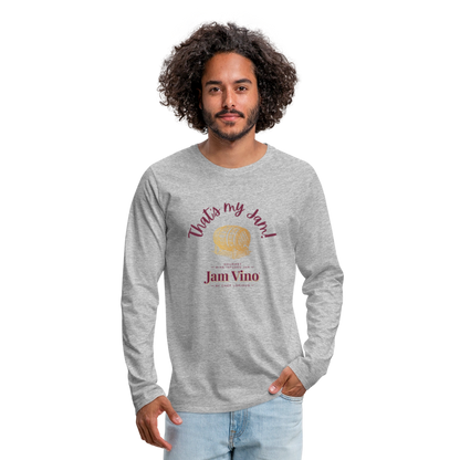 Jam Vino Premium Long Sleeve T-Shirt – Soft 100% Cotton Unisex Tee - heather gray