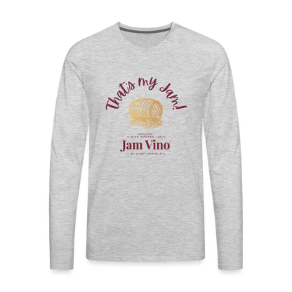 Jam Vino Premium Long Sleeve T-Shirt – Soft 100% Cotton Unisex Tee - heather gray